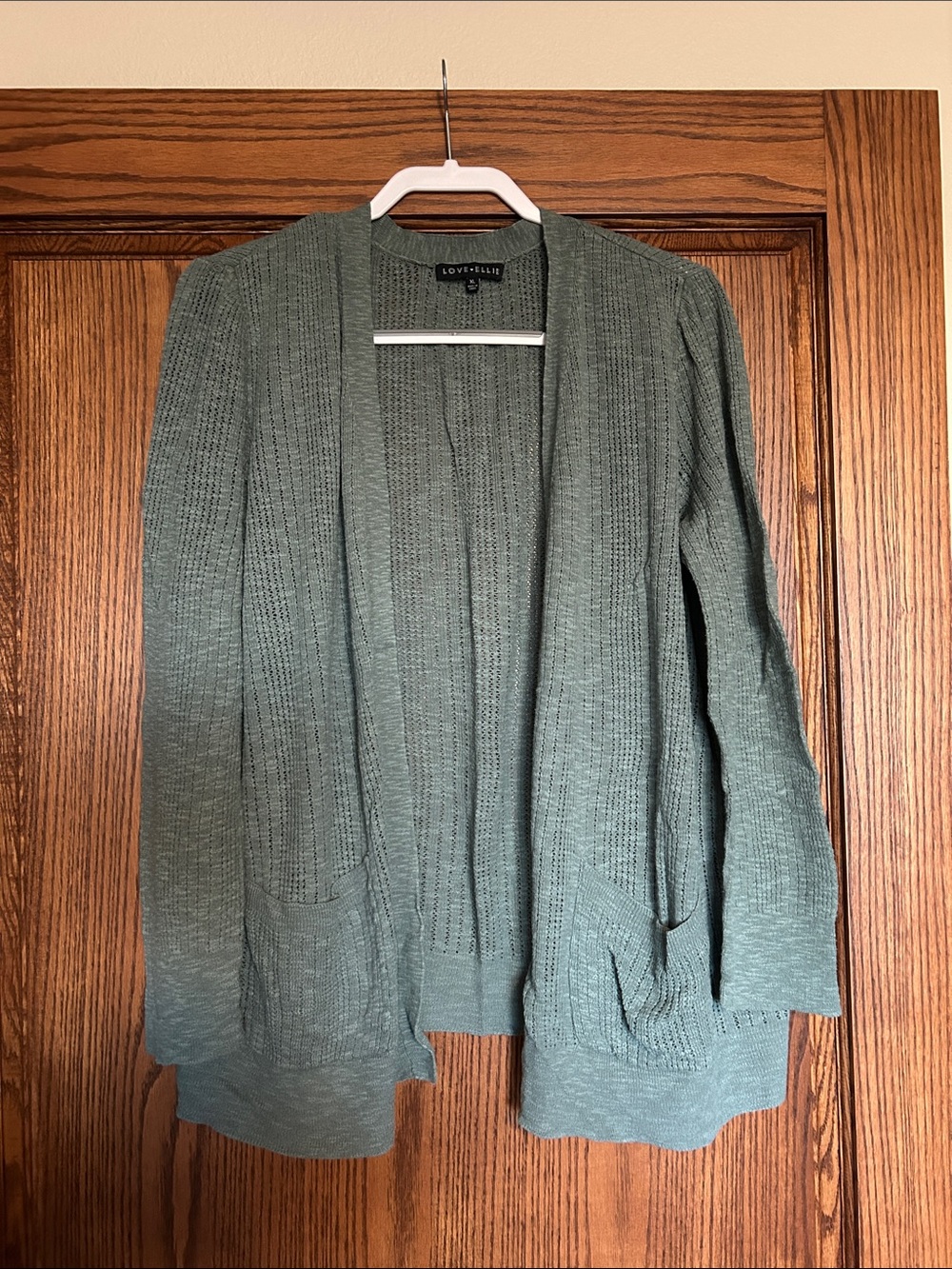 LOVE TREE Olive Open-Front Ribbed Cardigan
